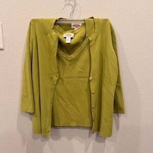 Talbots Lime Green Women's Cardigan Set